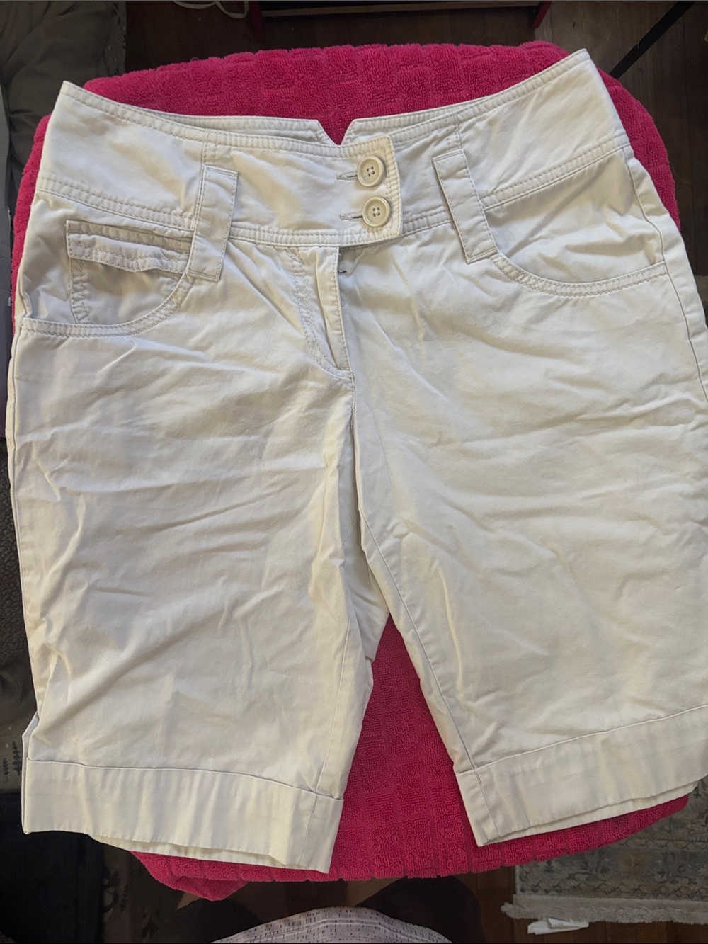 Ann Taylor LOFT White Women's Bermuda Shorts with Button Waist  NWOTS